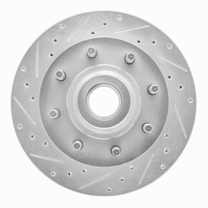 Dodge Ram 2500 Van Brake Rotor (1) - Front Left - R1 Concepts - Drilled & Slotted - Silver - `98-`03
